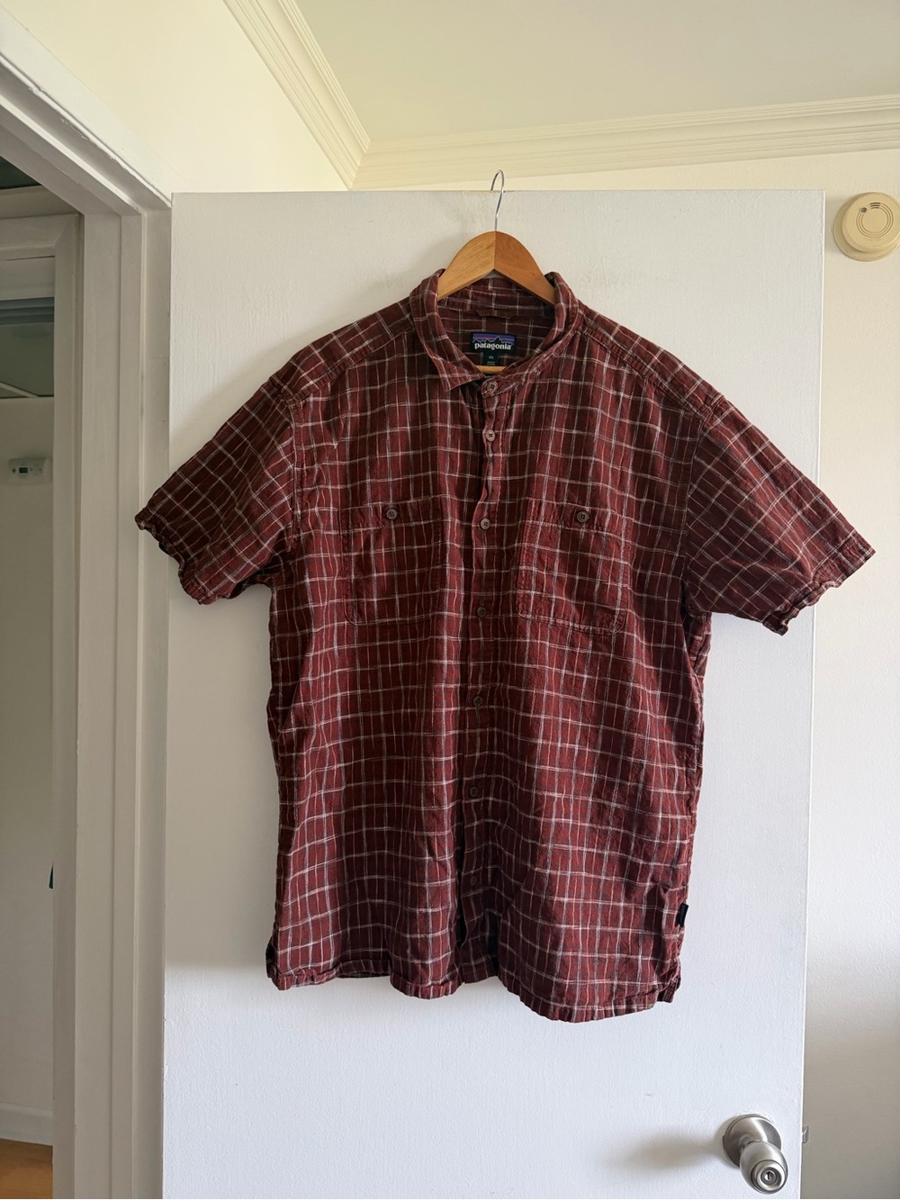 Patagonia Renewal Brown Orange Plaid Back Step Button Front Short Sleeve Shirt - Picture 6 of 12